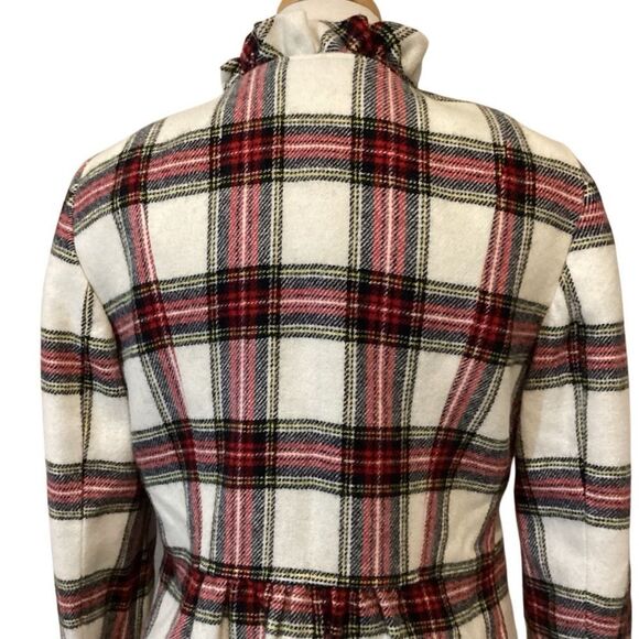 NWT Talbots Shetland Plaid Ruffle Trim Wool Jacket Size 8 - Picture 6 of 13